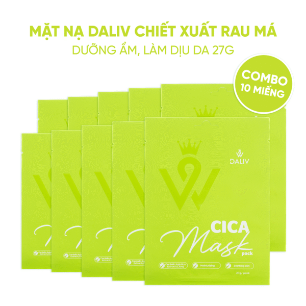 Combo 10 Mặt nạ Daliv chiết xuất Rau má dưỡng ẩm, làm dịu da 27g