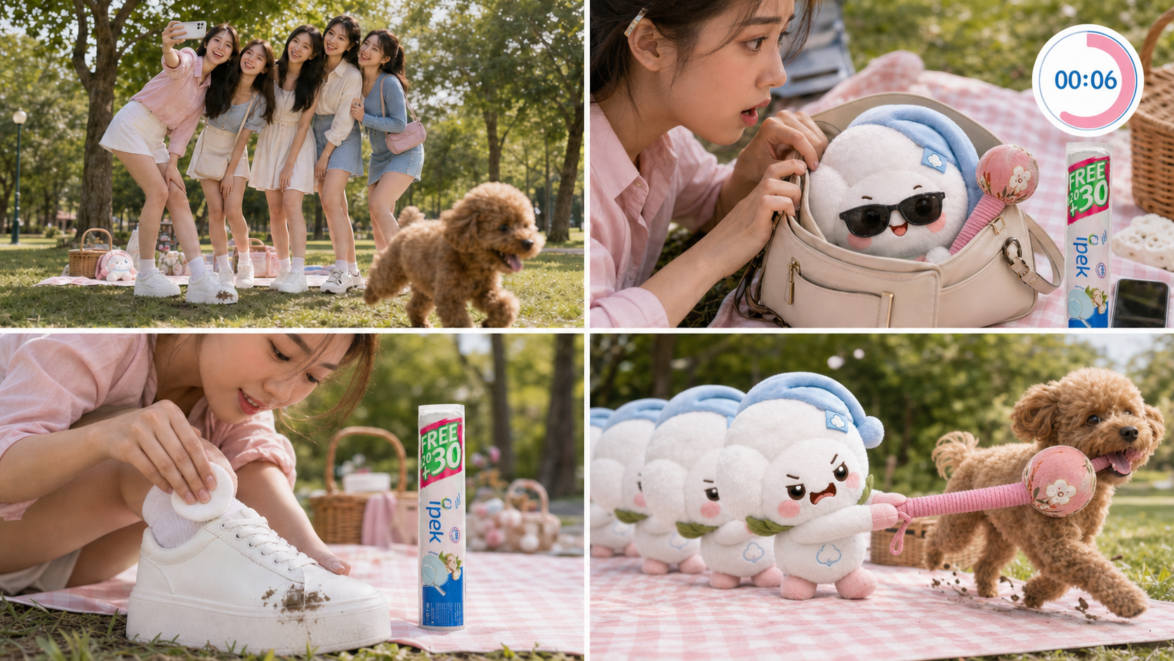 Minh họa concept tập Buổi picnic trắng không tì vết của series Bé Bông